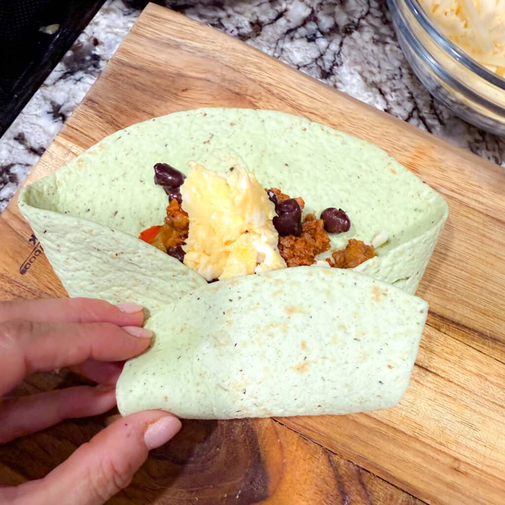 Showing How to Fold and Roll a Breakfast Burrito