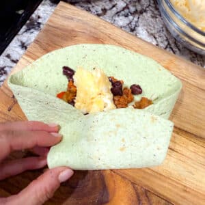 Showing How to Fold and Roll a Breakfast Burrito