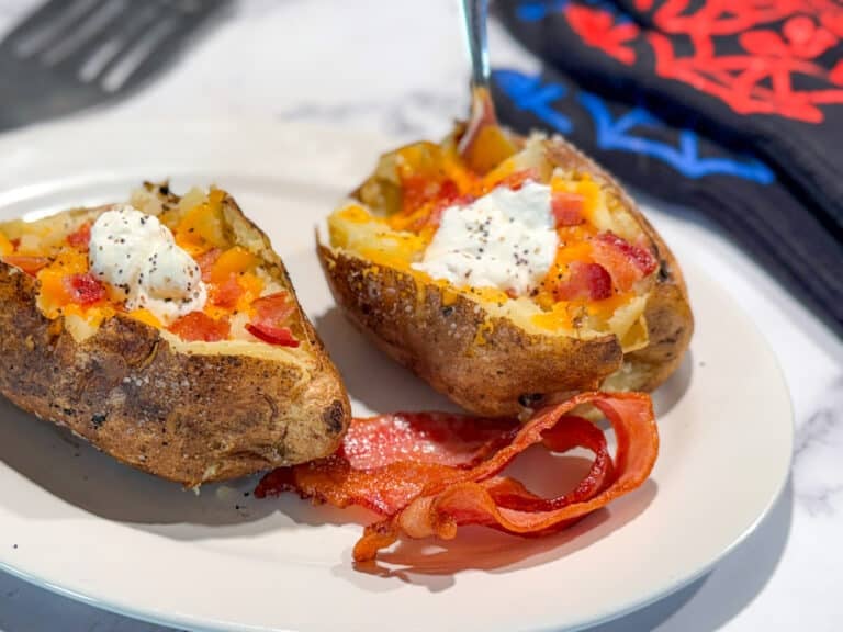 Smoked Baked Potato with Cheese, Bacon and Sour Cream