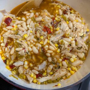 Add White Beans and Corn to Chicken and White Bean Chili