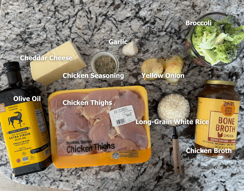 Ingredients in Cheesy Chicken Broccoli and Rice