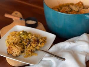 Cheesy Chicken Broccoli Rice on Plate