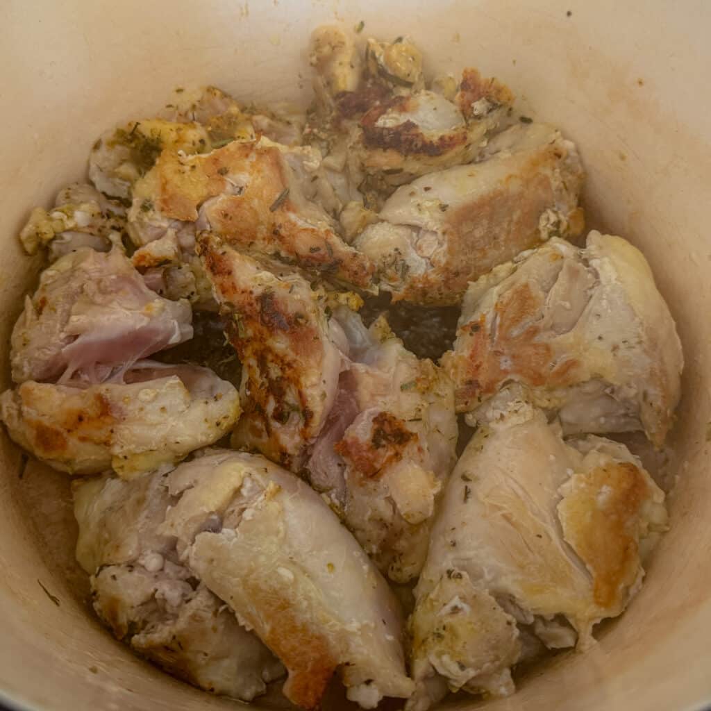 Seared Chicken Thighs for Cheesy Chicken Broccoli and Rice