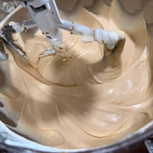 Melted Cookie Butter Blended into Cheesecake Filling