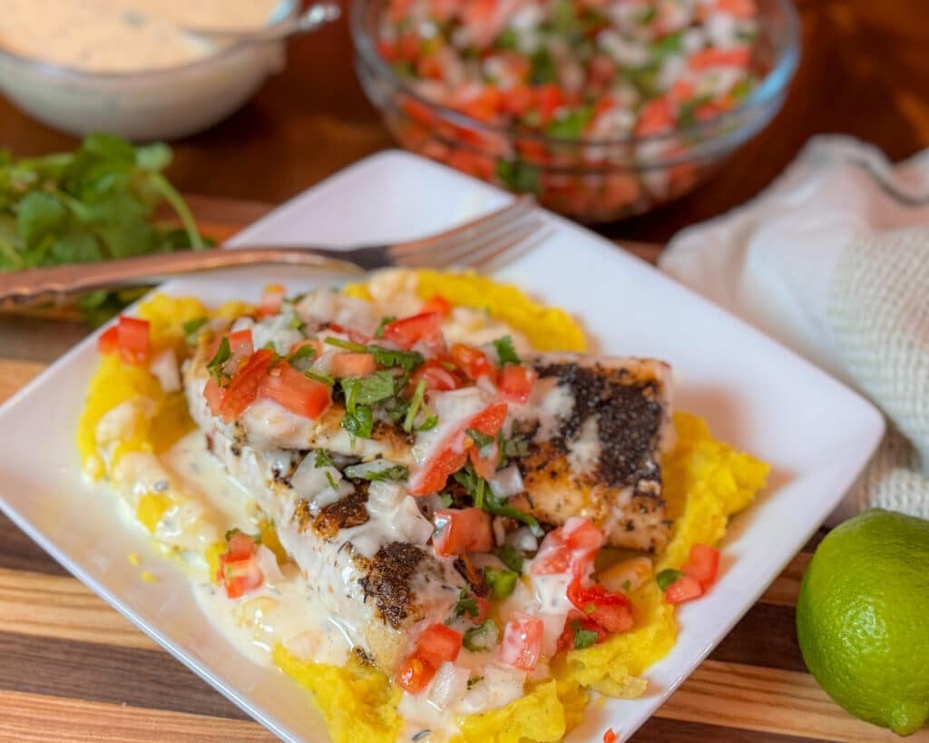 Peruvian Blackened Mahi Mahi and Aji Amarillo Potatoes
